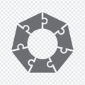 Simple icon heptagon puzzle in gray. Simple icon polygon puzzle of the seven elements on transparent background